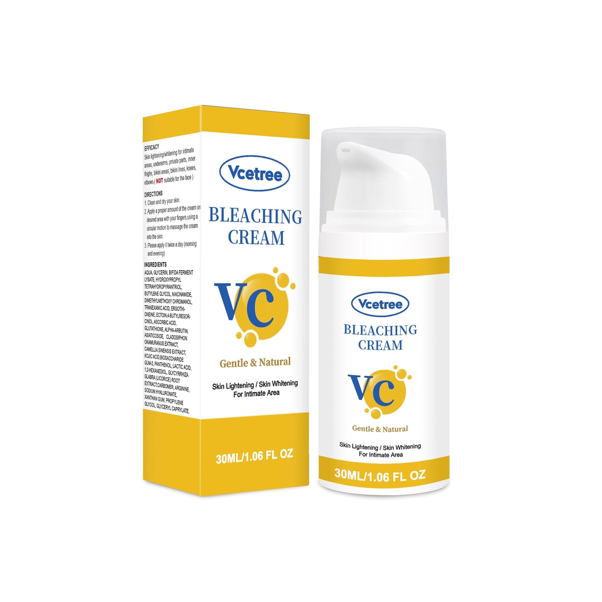 Vcetree Skin Lightening Cream for Body & Intimate Areas Dark Spot Corrector for Underarms, Knees, Elbows, Bikini Line | Even Skin Tone Formula