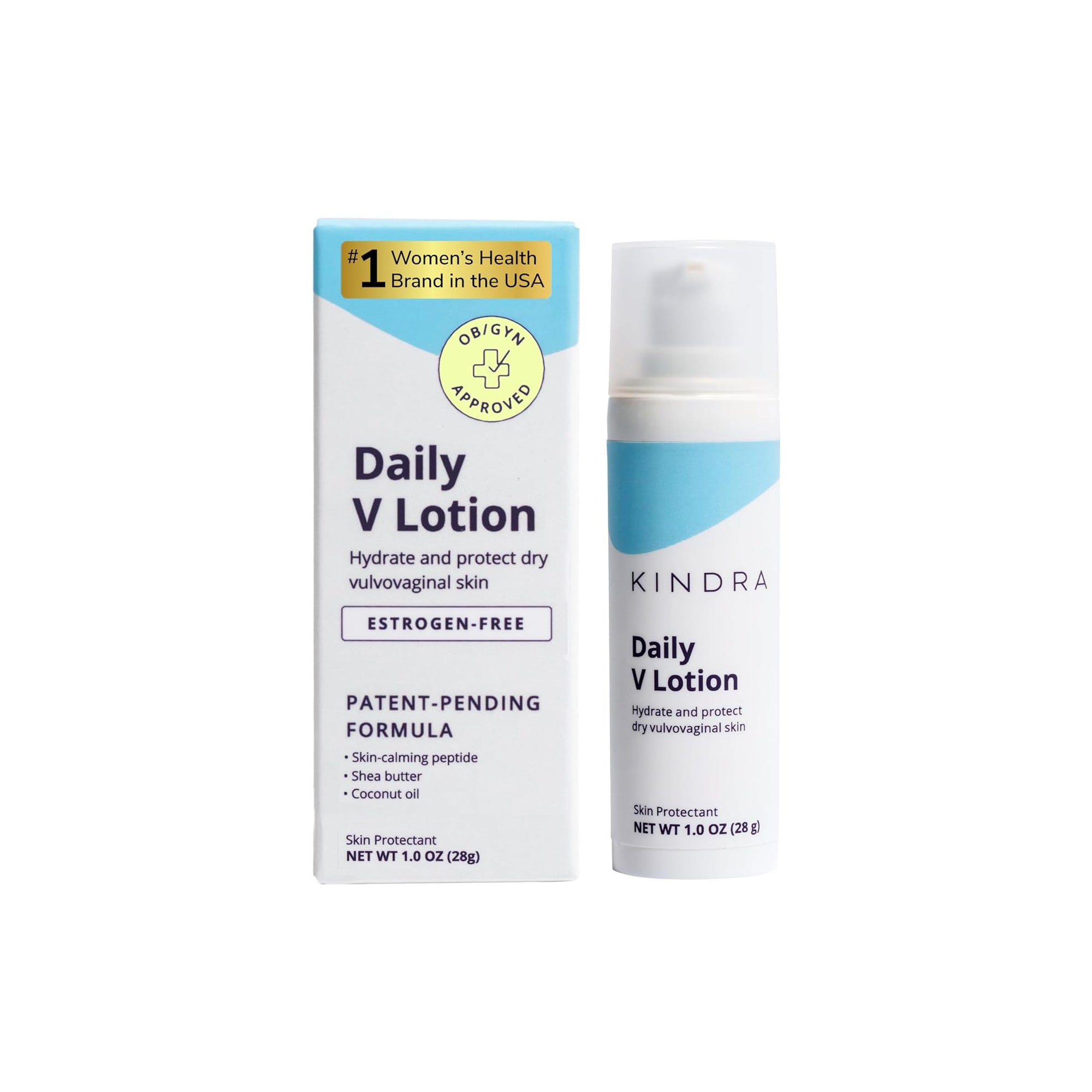 Kindra Daily V Vaginal Moisturizer Lotion Hormone-Free Feminine Cream with Hyaluronic Acid for Dryness & Itch Relief