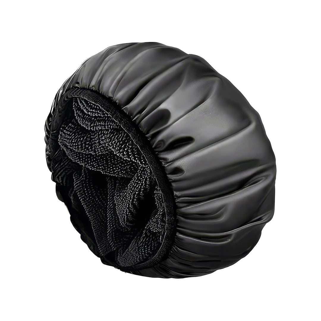 Aquior Shower Cap,Extra Large Triple Layer Bathing Cap with Dry Hair Function for Women Microfiber Terry Cloth Silky Satin 100% Waterproof R