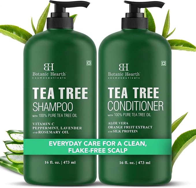 Botanic Hearth Tea Tree Shampoo and Conditioner Set for Dry Itchy Scalp 473ml Each
