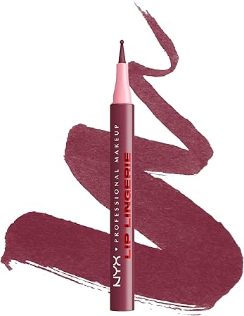 قلم تحديد الشفاه السائل من NYX Professional Makeup Lip Lingerie، لون ثابت يدوم طوال اليوم، مقاوم للماء، لون نيود جريء
