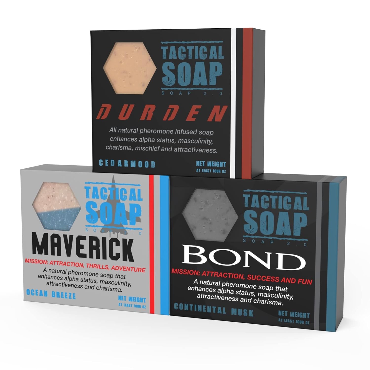 Tactical Soap - The Trifecta (1 of Durden, Bond, and Maverick) - Mens Vegan All Natural Soap Bars Infused with Powerful Pheromone Formula fo