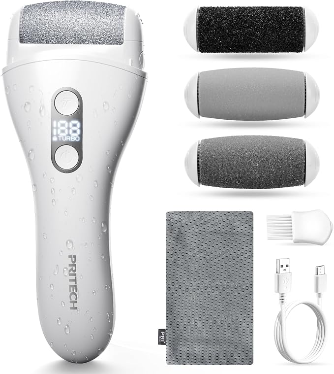 PRITECH Rechargeable Waterproof Electric Foot File and Callus Remover Kit