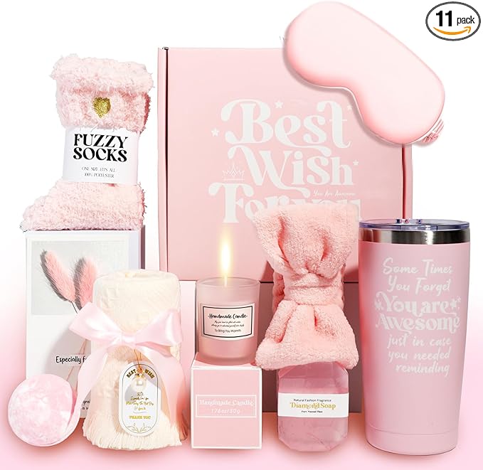 Luxury Spa Gift Box for Women 11 PCS: BLYPHOO Scented Candles & Bath Bombs Set,Relaxation Bubble Bath Gift Set for Birthday Anniversary Women's Day, Self Care Spa Gift for Mom Wife Girlfriend