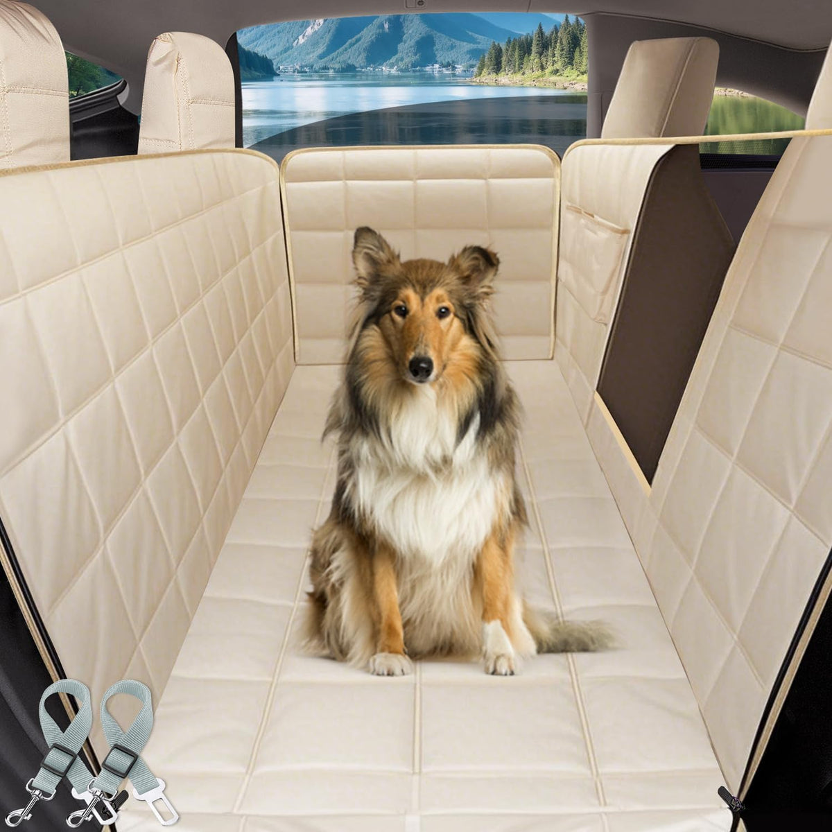 Lassie Dog Car Hammock for Tesla Model Y Waterproof Back Seat Pet Protector