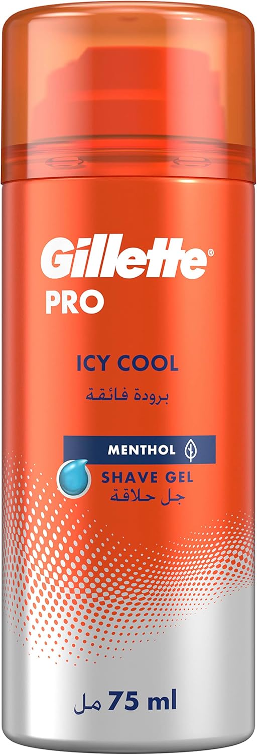 Gillette Pro Icy Cool Menthol Shave Gel 75ml Cooling Men Shaving Gel for Smooth Razor Glide & Fresh Skin Feel