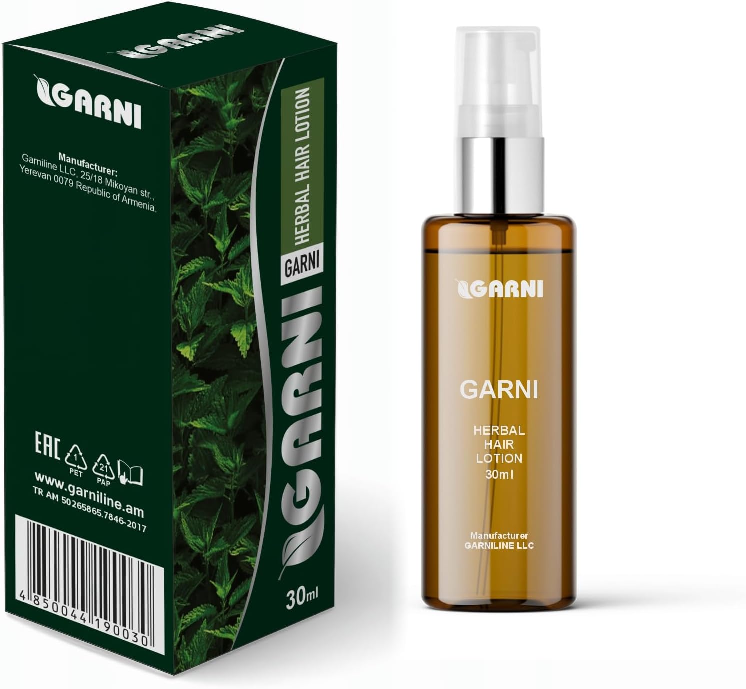 Garni Herbal Hair Lotion 30ml Natural Scalp Tonic & Hair Growth Serum for Root Care, Anti-Hair Fall & Stronger Hair