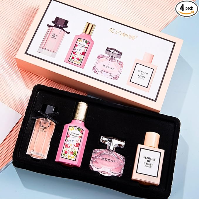 4 Pcs Perfume For Women, Eau de Parfum Gifts For Women, Luxury Perfume Gift Set for Women, Long-Lasting Fragrance Ladies Perfume Set for Her Birthday, Floral Perfumes Gift for Wife, Girlfriend, Dating