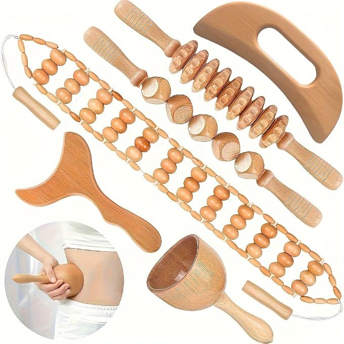 Wood Therapy Massage Tools Kit Premium Body Sculpting & Lymphatic Drainage Massage Set