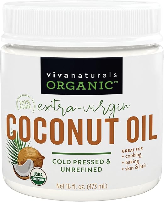 Organic Coconut Oil - Unrefined, Cold-Pressed Extra Virgin Coconut Oil, USDA Organic and Non-GMO Cooking Oil, Great as Hair Oil and Skin Oil
