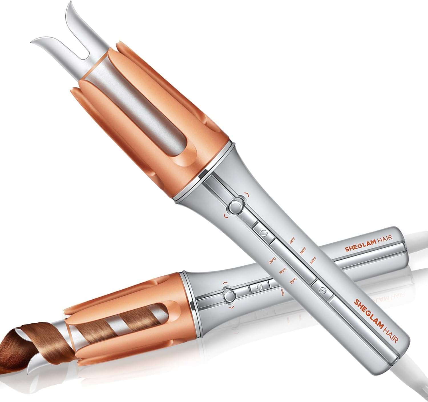 SHEGLAM Automatic Curling Iron 1 inch with 3 Temperatures Fast Heating, 2-Way Rotation,