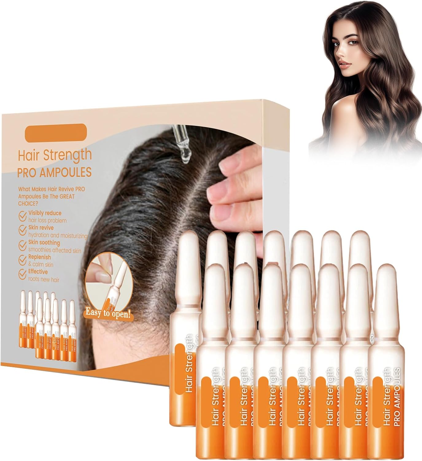 Hair Strength Pro Ampoules 2 Pack Hair Growth Ampoule Serum for Hair Loss, Thinning Hair Repair & Scalp Care