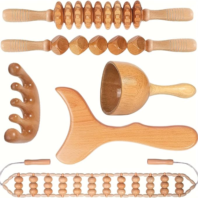 Wood Therapy Massage Tools Kit Premium Body Sculpting & Lymphatic Drainage Massage Set