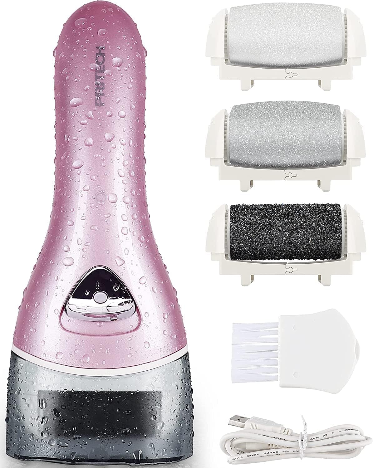 PRITECH Rechargeable Electric Foot File and Callus Remover Kit Pink