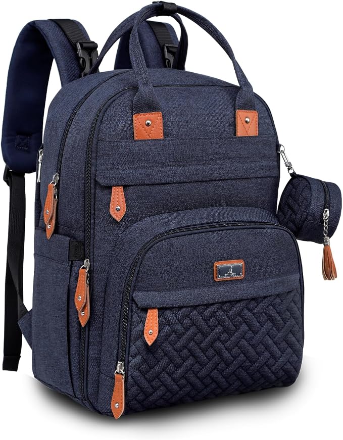 BabbleRoo Baby Changing Bag Backpack, Nappy Changing Backpack with Changing Mat and Pacifier Holder, Multi Pocket Diaper Bag for Mom and Dad, Baby Travel and Everyday Essentials