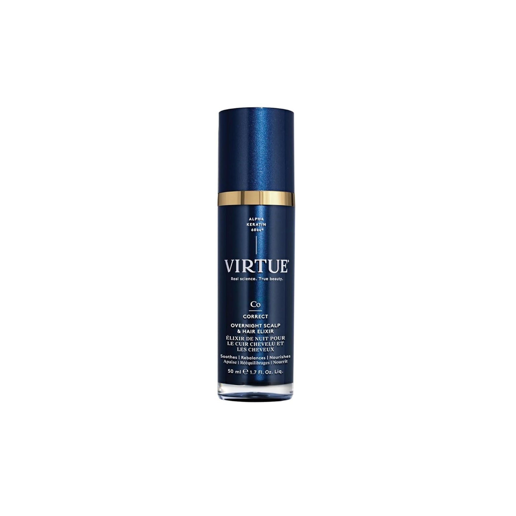 VIRTUE Correct Overnight Scalp & Hair Elixir – Drug-Free, Dermatologist Tested, 1.7 fl oz