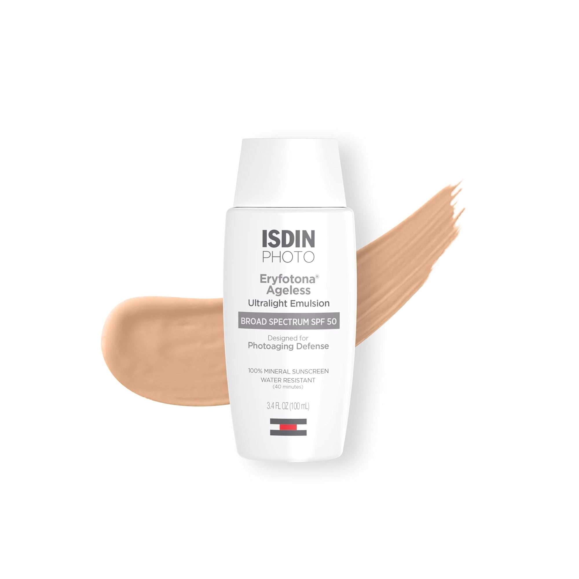 ISDIN Eryfotona Ageless Tinted Mineral Sunscreen SPF 50+ – Anti-Aging Zinc Oxide Face Sunscreen