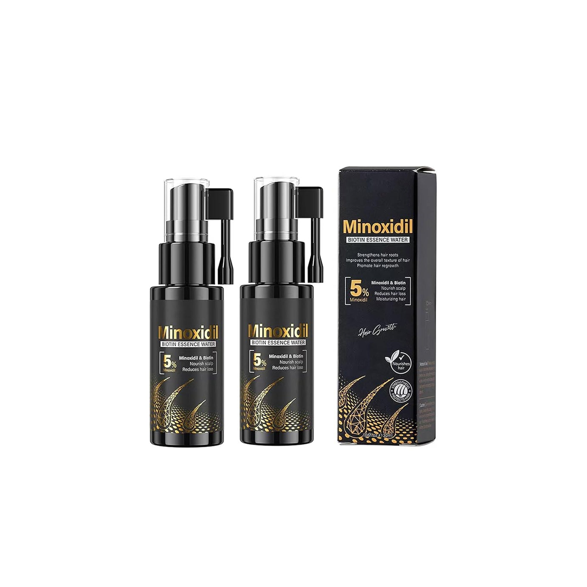 Minoxidil 5% Hair Growth Serum Spray 2??30ml Hair & Beard Regrowth Treatment for Men & Women