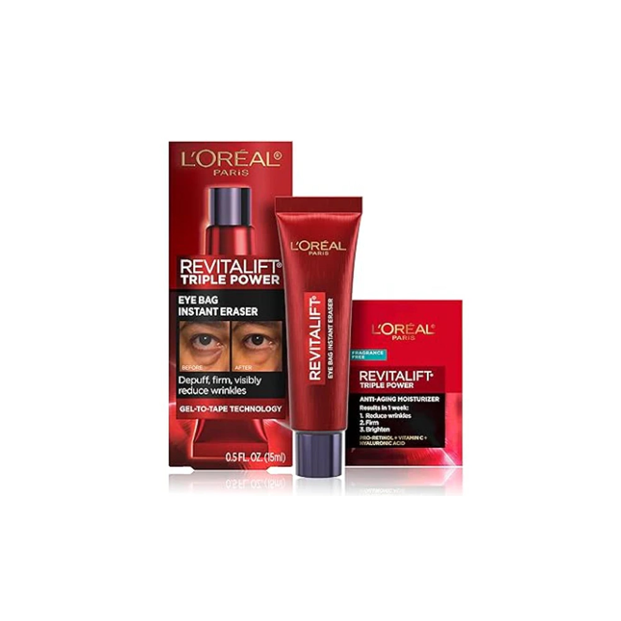 L'Oreal Paris Revitalift Triple Power Eye Bag Instant Eraser Eye Tightener Treatment 0.5 oz