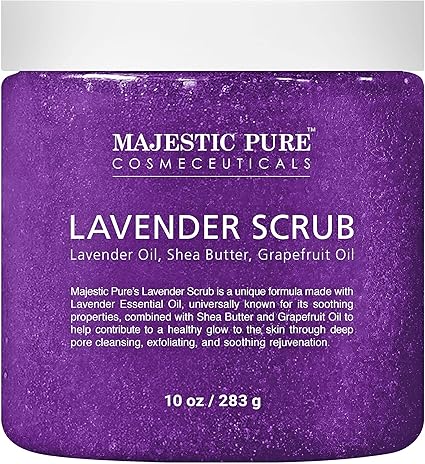 MAJESTIC PURE Lavender Oil Body Scrub Exfoliator with Shea Butter 350ml