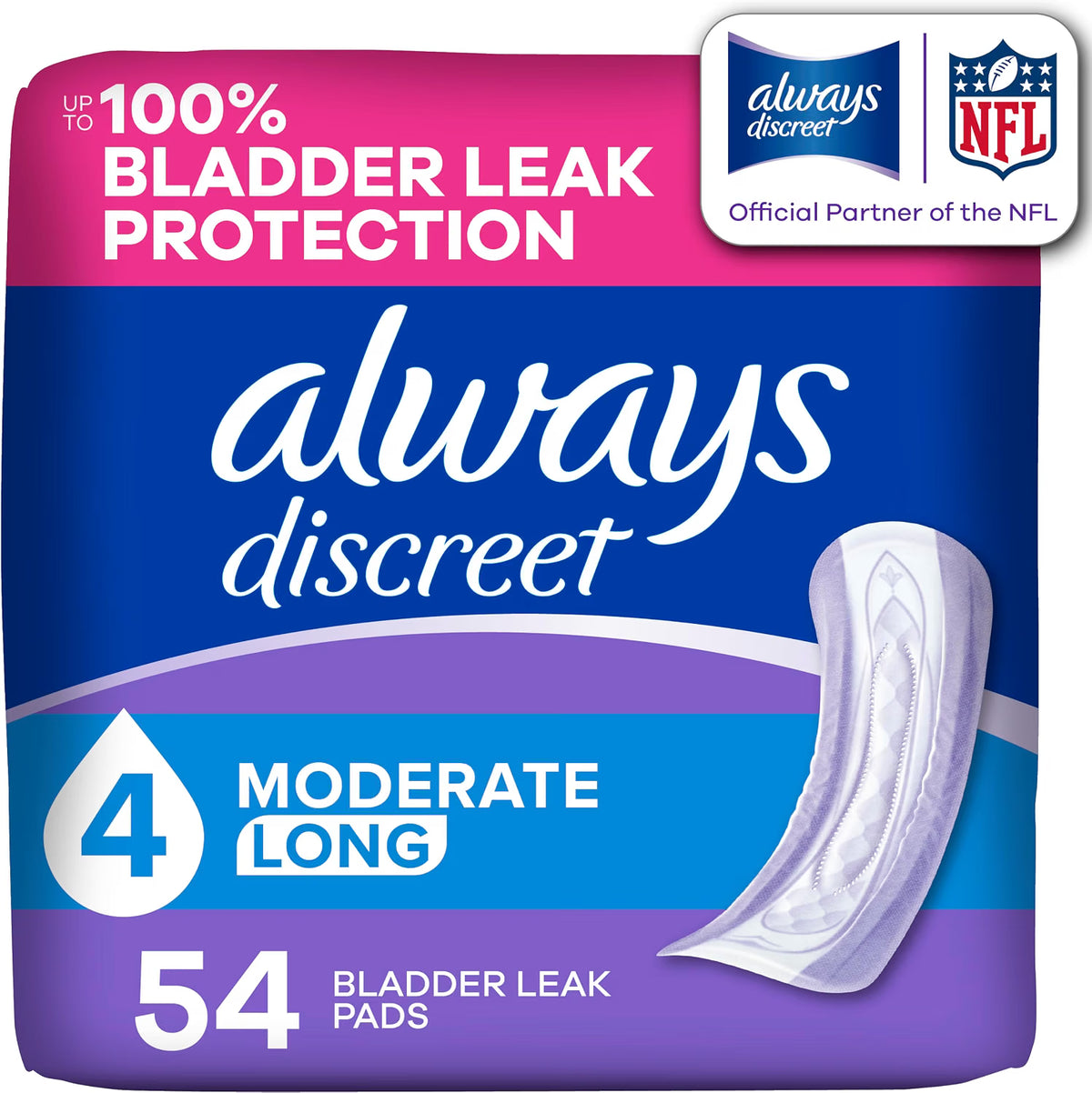 Always Discreet Womens Incontinence Pads 54 Count