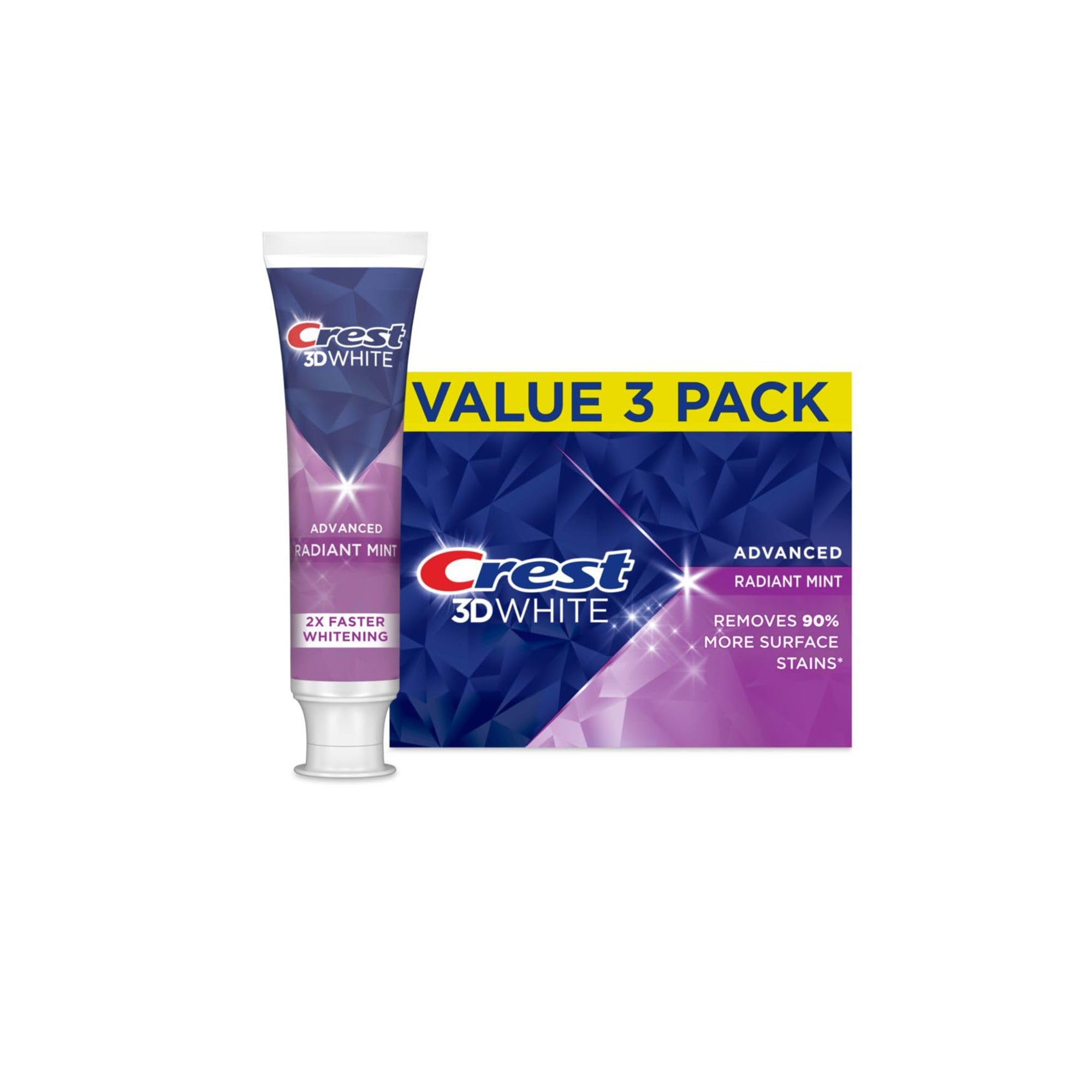Crest 3D White Advanced Brilliance Toothpaste – Radiant Mint, 3.3 oz, Pack of 3