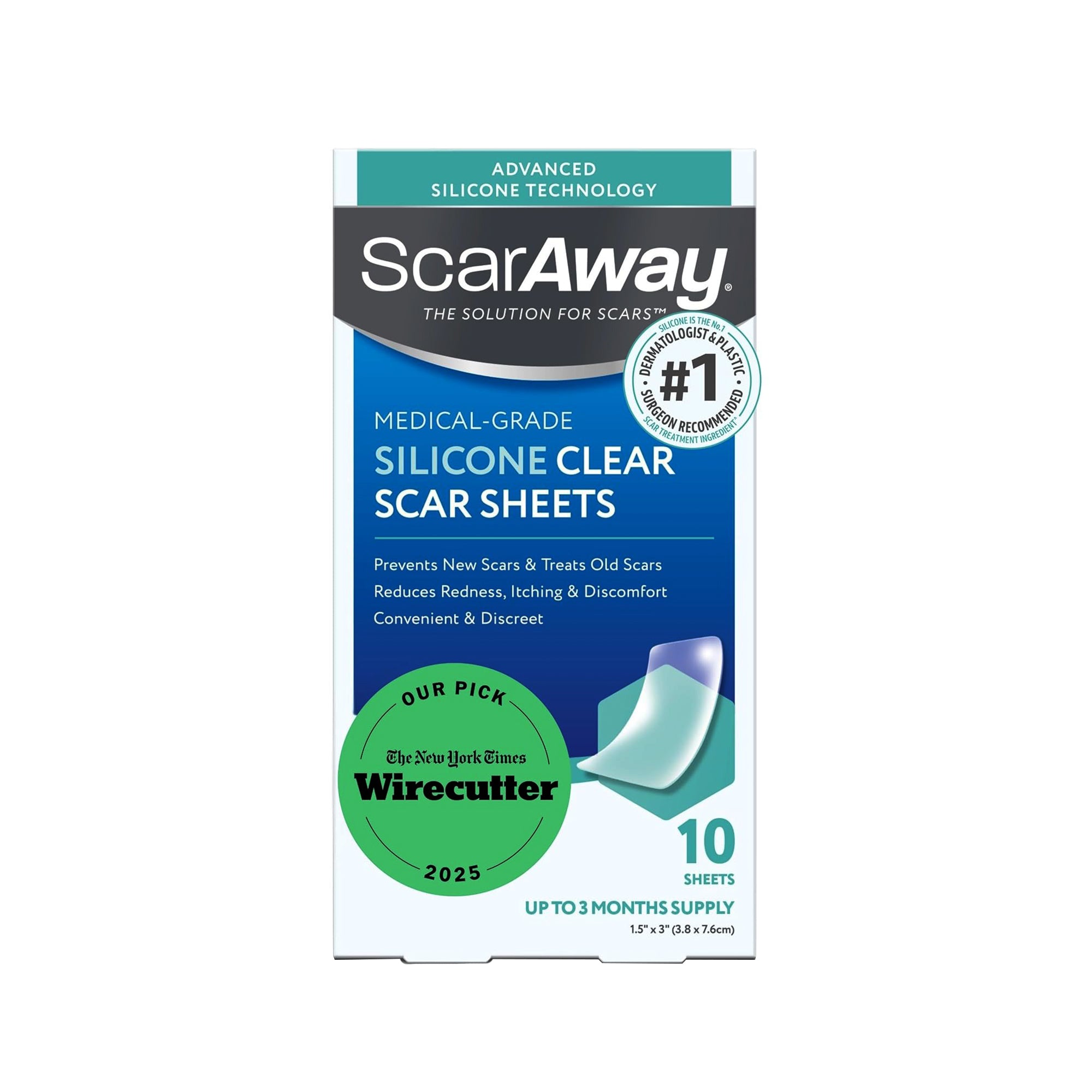 ScarAway – Clear Silicone Scar Sheets (10 Sheets)