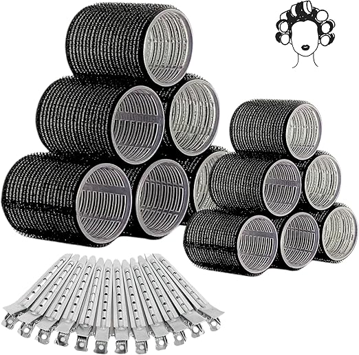 Cludoo 36 Pcs Heatless Hair Rollers Set With 24 Self Grip Curlers And 12 Stainless Steel Duckbill Clips For Curls Waves And Hair Volume (Copy)