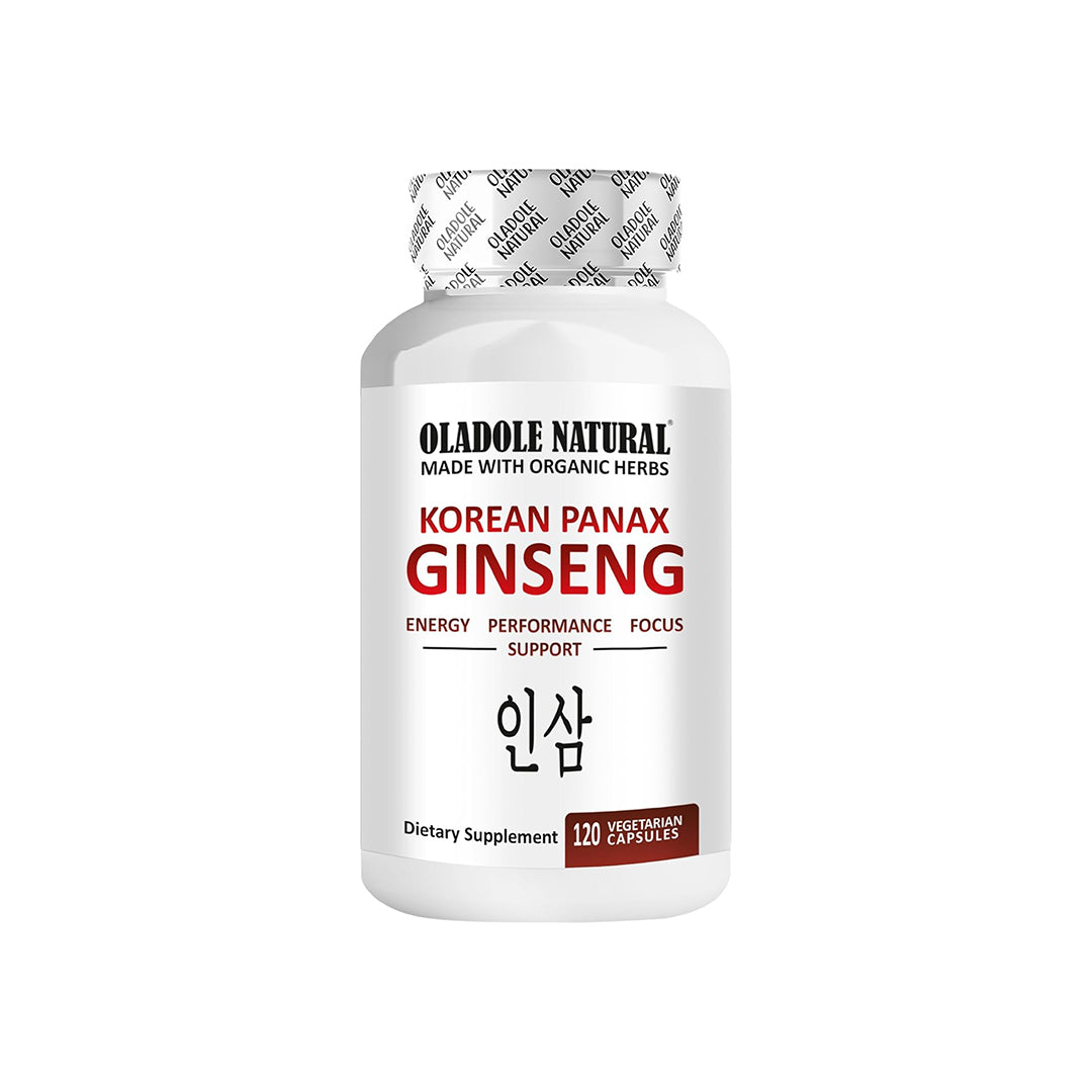 Oladole Natural Korean Red Panax Ginseng 500mg 120 Vegan Capsules for Energy Boost & Immune Support, Premium Adaptogen Formula for Stress Relief &...