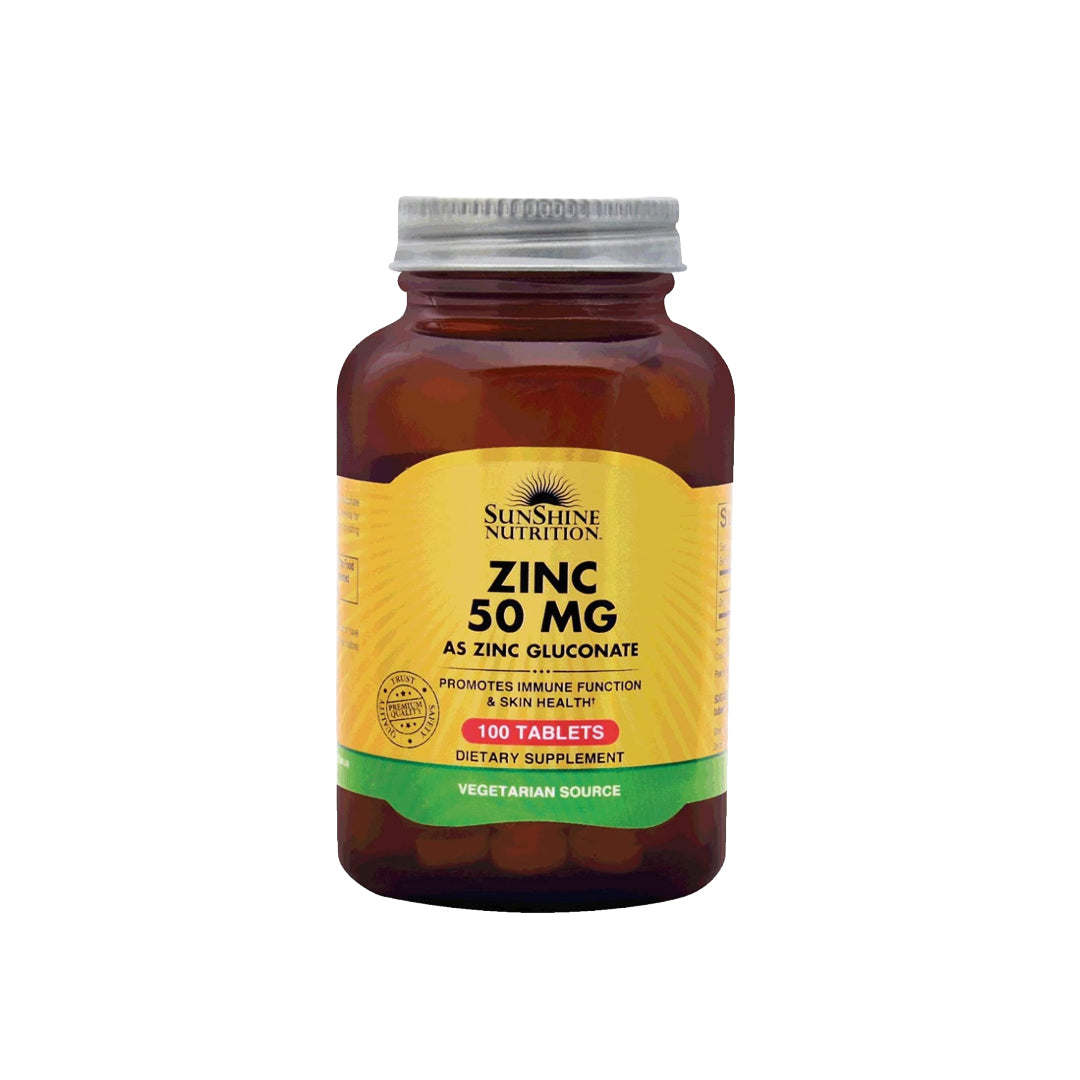 Sunshine Nutrition Zinc 50 Mg 100 Tablets | To Promote Immune Function & Skin Health | Suitable For Vegetarian