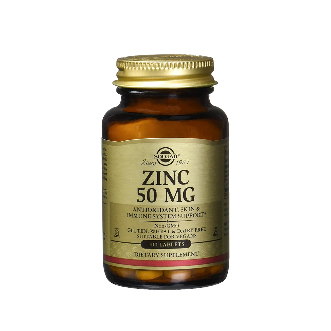 Solgar Zinc Tablets for Healthy Skin/Immune System and Antioxidant Support (50mg, 100 Pieces)