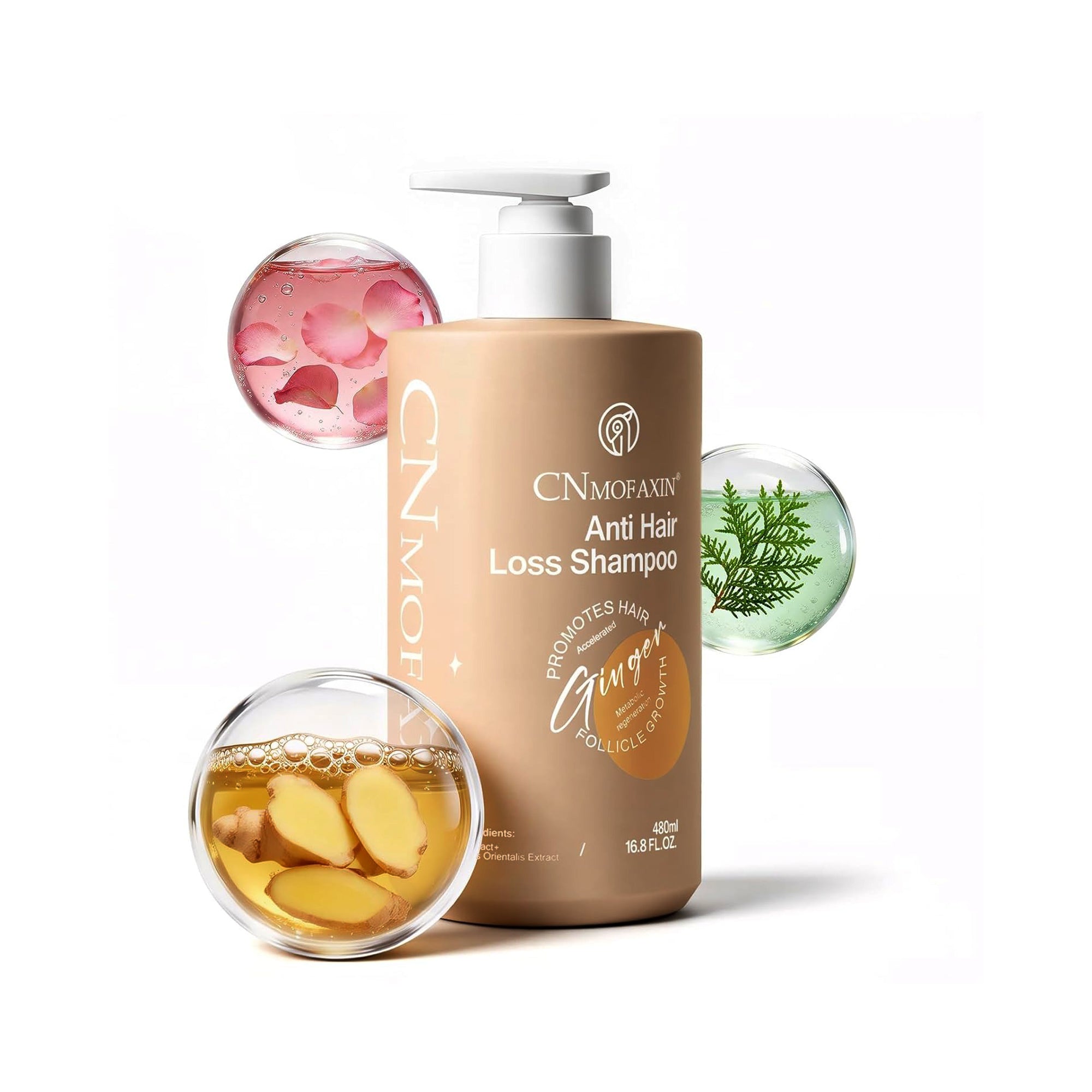 CN MOFAXIN – Anti Hair Loss Ginger Shampoo with Rose & Castor Oil (480ml / 16.8 fl. oz)