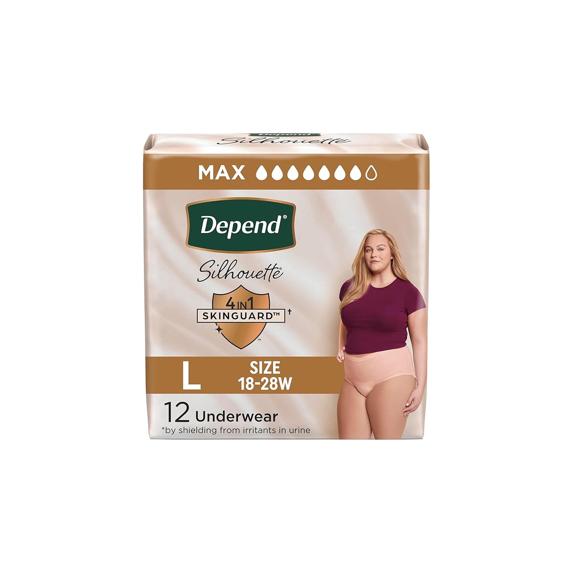 Depend Silhouette Womenƒ??s Incontinence Underwear ƒ?? Maximum Absorbency, Large, 12 Count