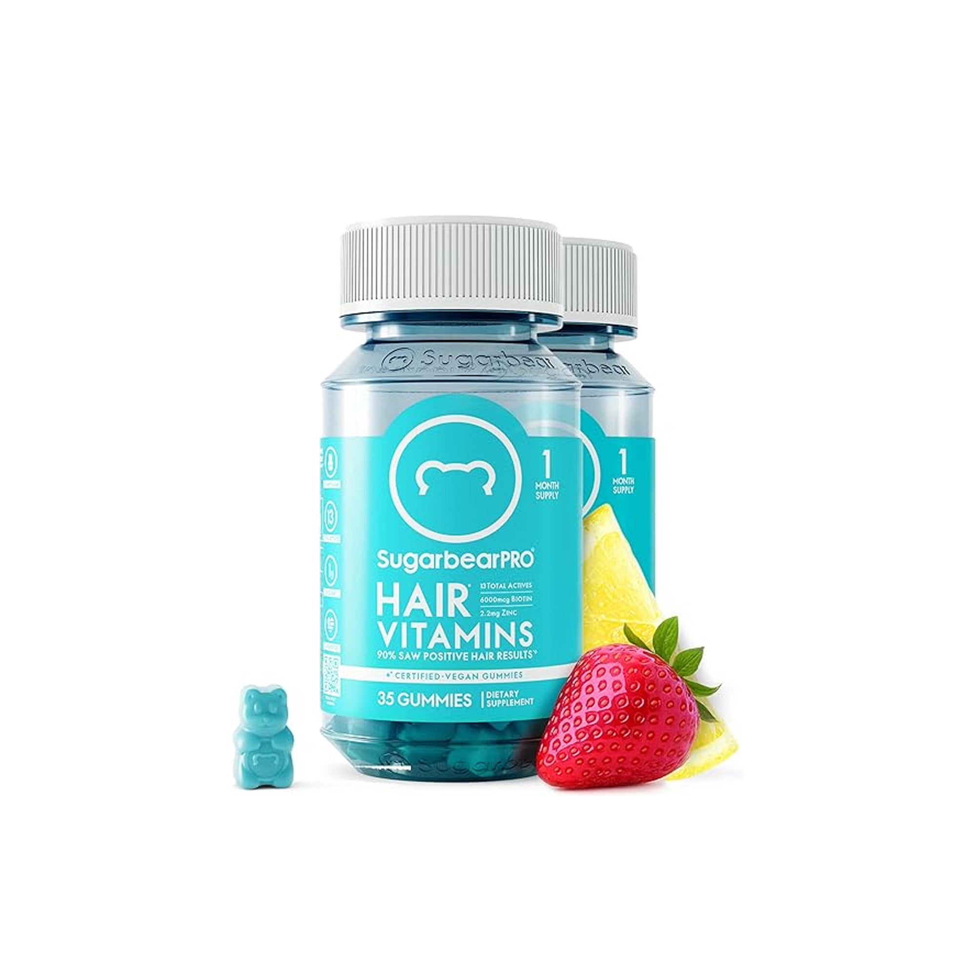 Sugarbear Pro Hair Gummies ƒ?? Vegan Biotin & Vitamins for Hair Growth Support (62 Count)