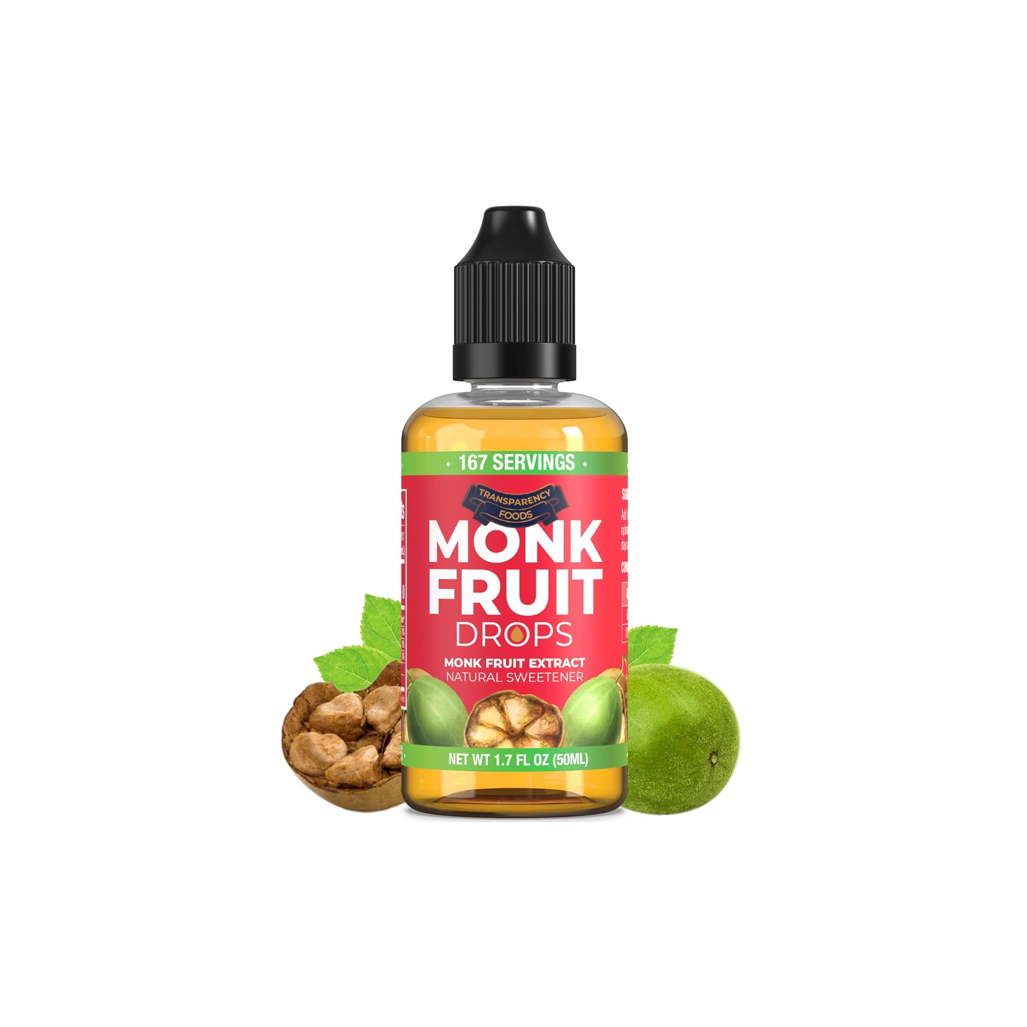 Transparency Foods Liquid Monk Fruit Extract – Zero-Calorie Sugar Substitute, 1.7 oz