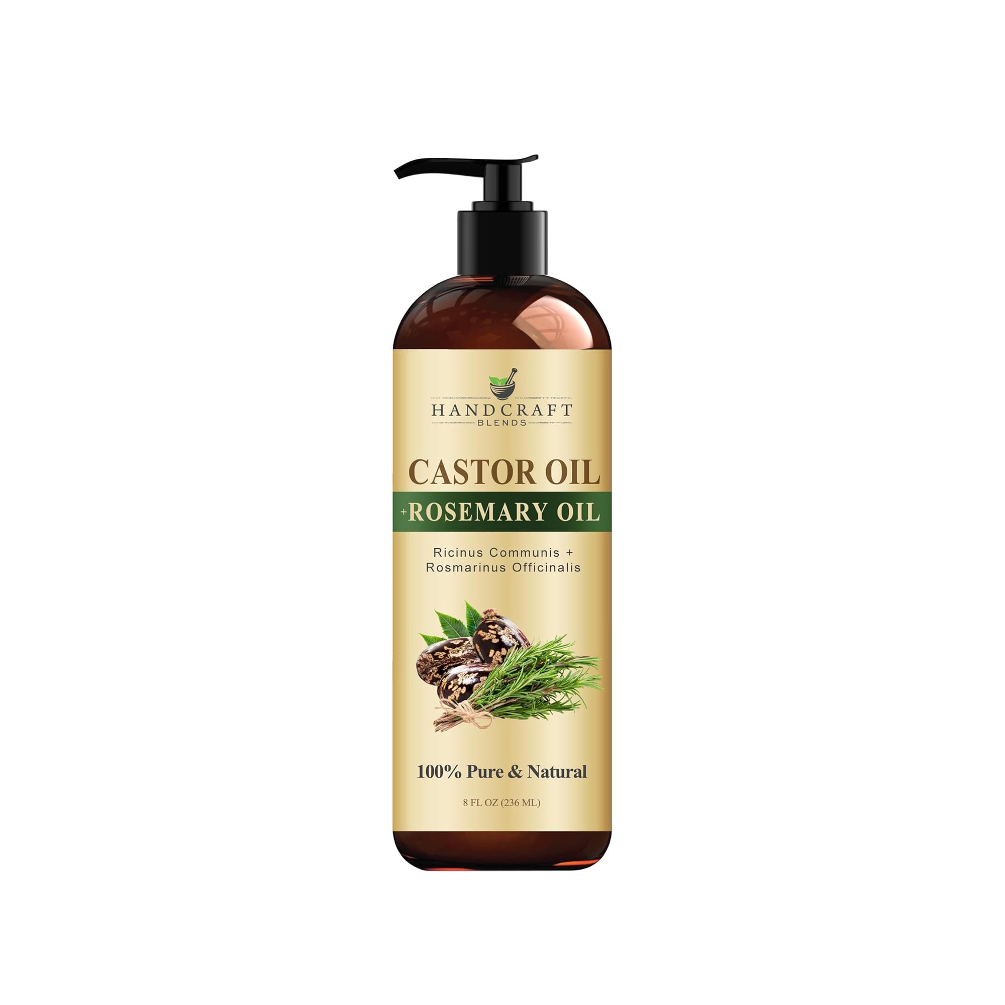 Handcraft Blends Castor Oil with Rosemary 100% Pure Carrier Oil, 8 oz
