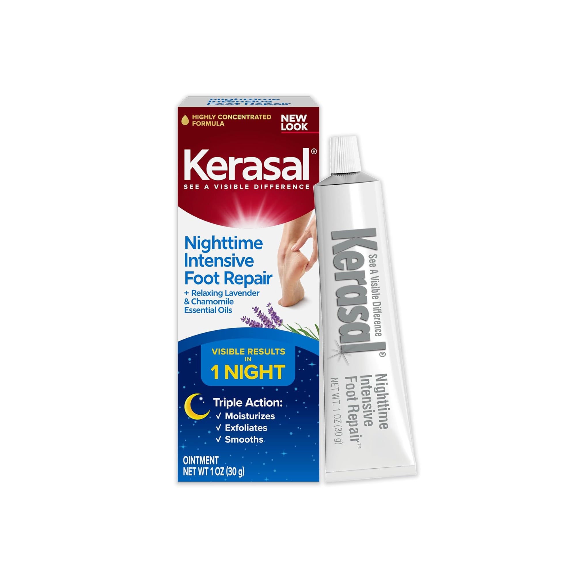 Kerasal Nighttime Intensive Foot Repair – Cracked Heels & Dry Feet Ointment, 1oz