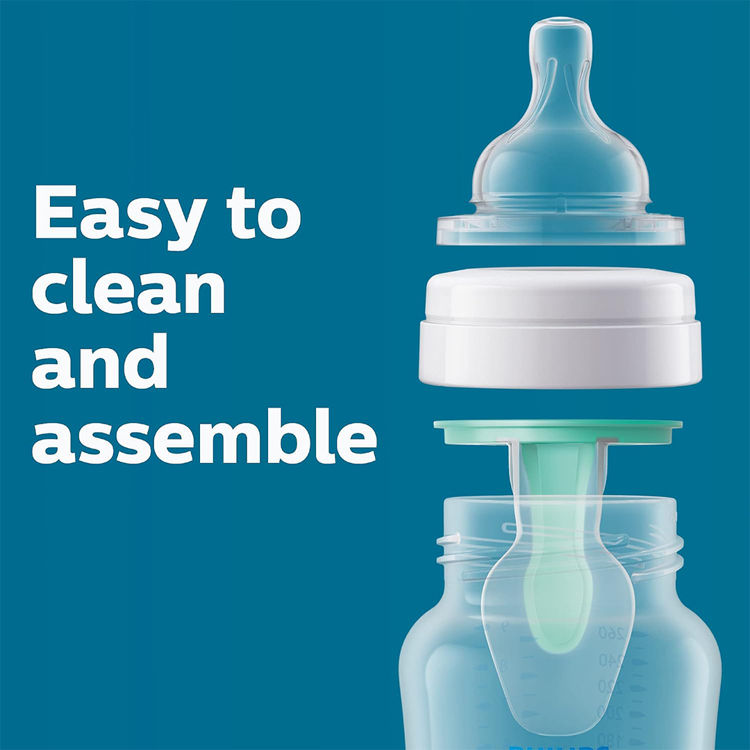 Philips Avent Anti-Colic Baby Bottle with AirFree Vent 9oz (4-Pack), Blue SCY703/24
