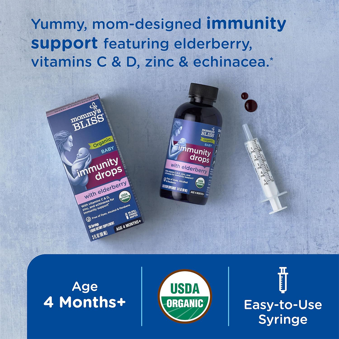 Mommy's Bliss Organic Baby Elderberry Drops 3oz Immune Support