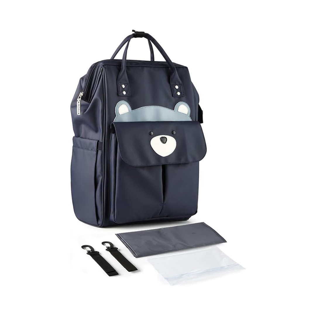 Insular 3 Way Diaper Bag Backpack with Stroller Hooks Navy Bear Size L