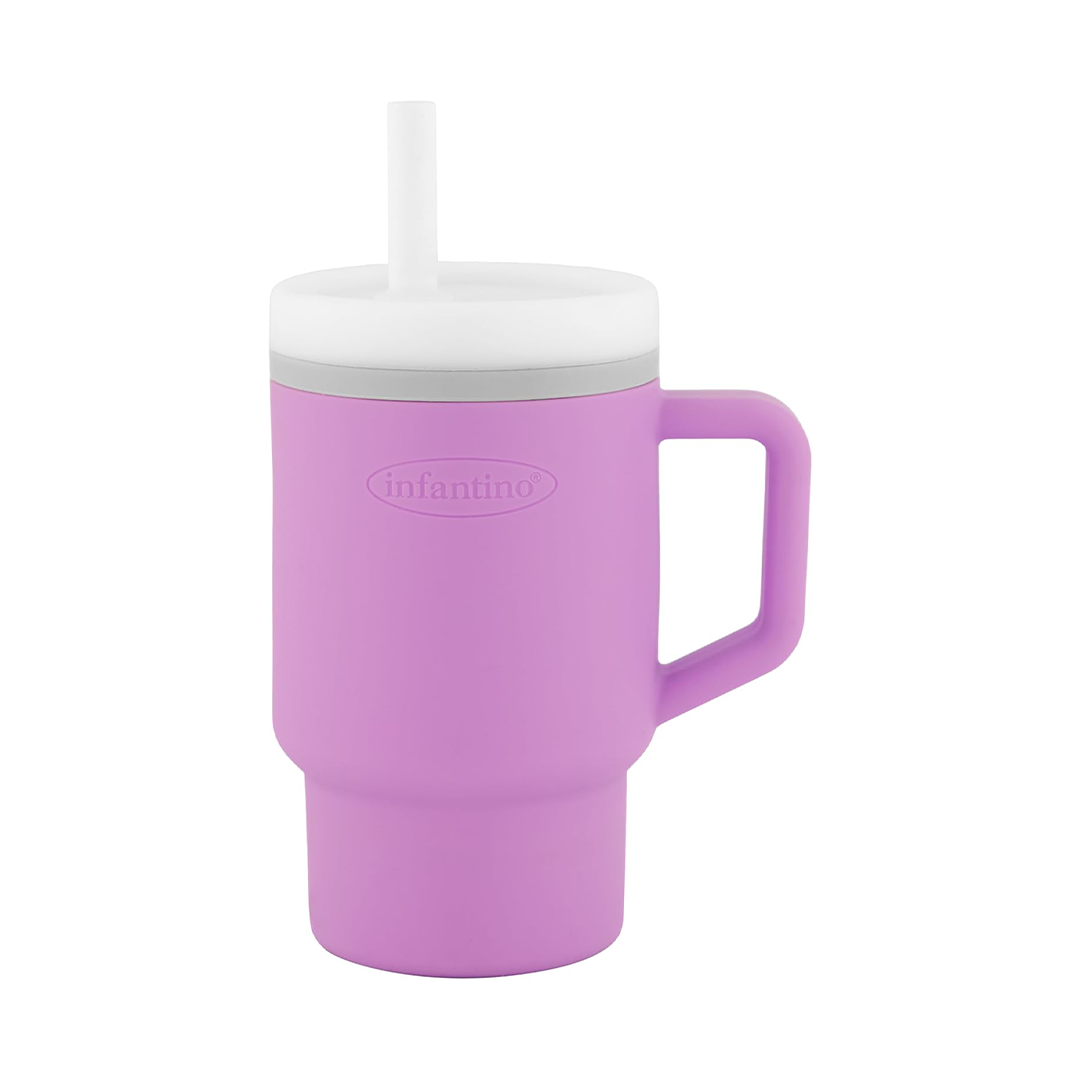 Infantino My First Mug 255ml Toddler Straw Cup with Handle (Lilac)