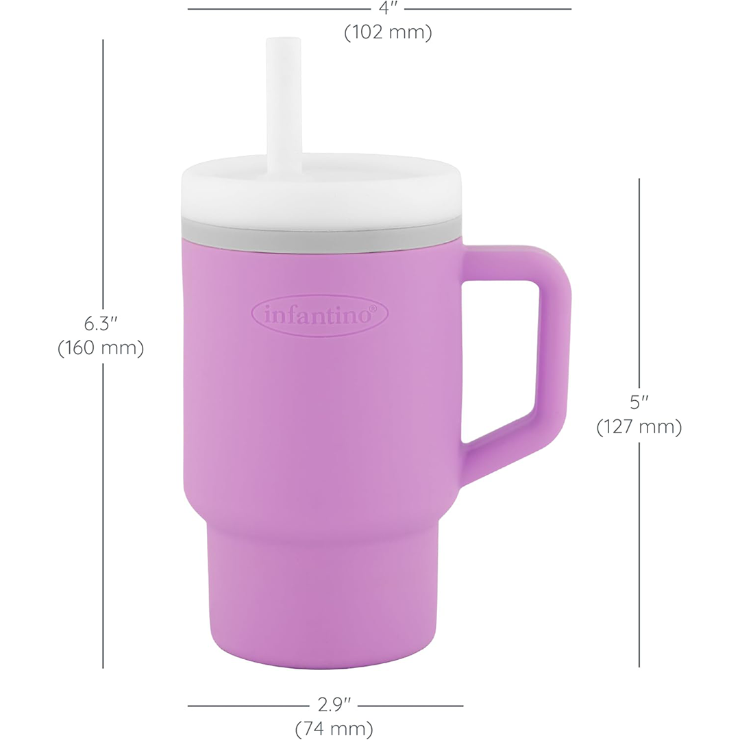 Infantino My First Mug 255ml Toddler Straw Cup with Handle (Lilac)
