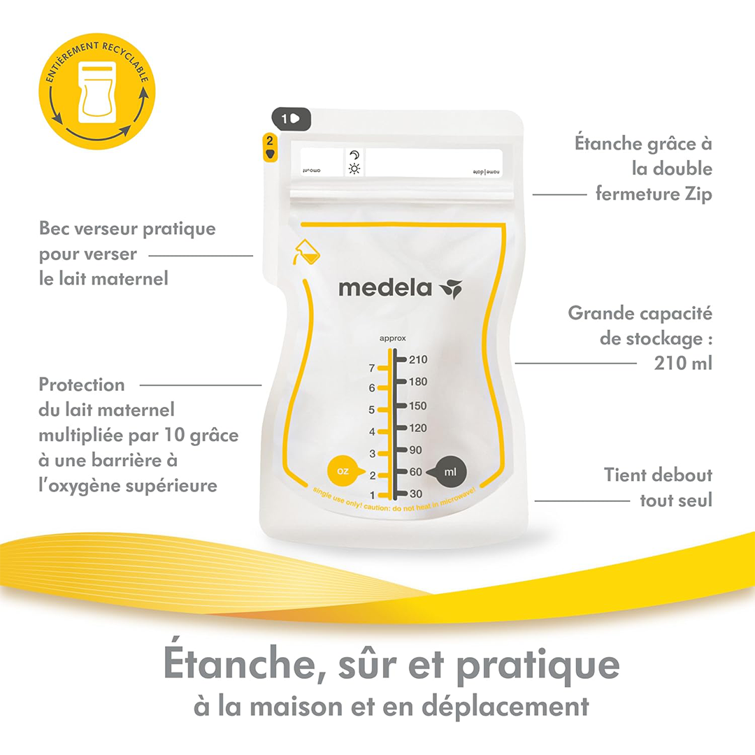 Medela Easy Pour Breast Milk Storage Bags Leak Proof BPA Free 210ml 100 Pack