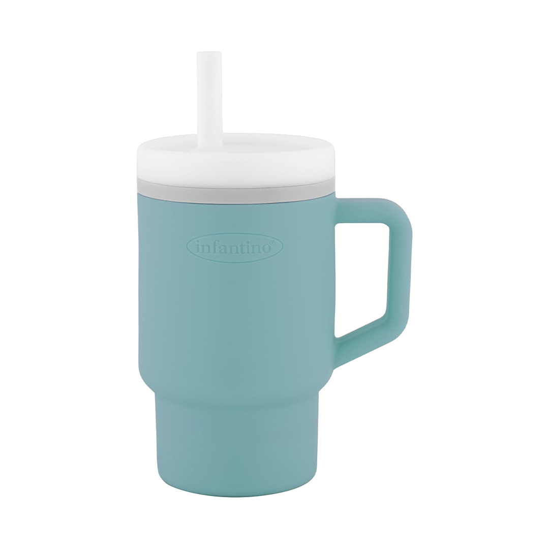 Infantino My 1st Tumbler 9 oz Moody Blue Baby Cup with Leak Resistant Straw and Toddler Friendly Handle 6M Plus