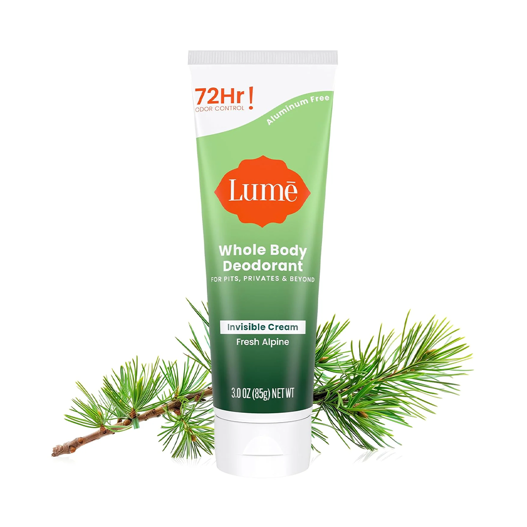 Lume Whole Body Deodorant Cream Invisible Tube, Long-Lasting Odor Control