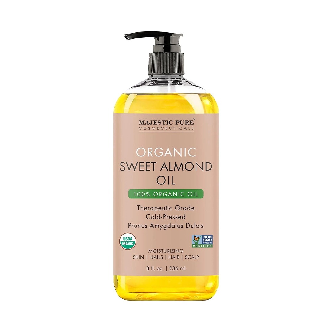 Majestic Pure USDA Organic Sweet Almond Body Oil | Large 236 ml