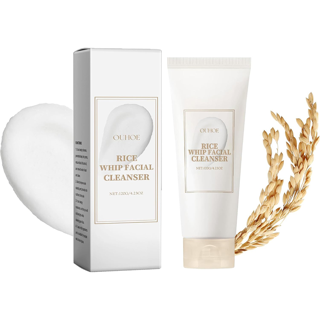 LBOYLOVE?? Rice Water Face Wash, Rice Whip Facial Cleanser for Sensitiv