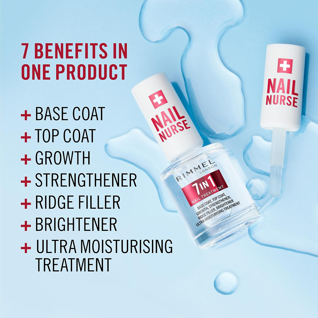 Rimmel London Nail Care 7 في 1: طبقة أساس وطلاء علوي بفوائد متعددة