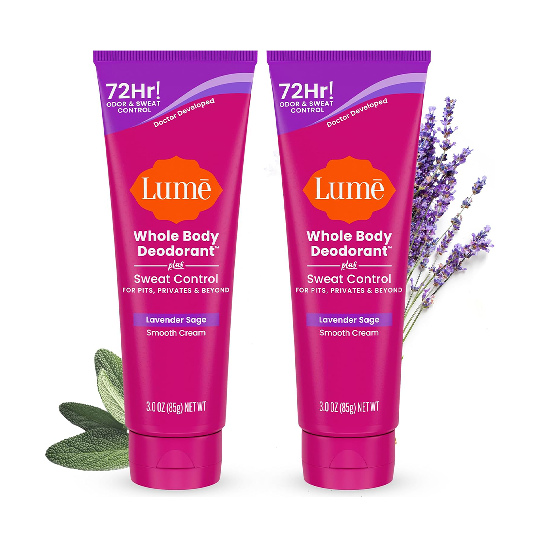 Lume Whole Body Deodorant Plus Sweat Control Smooth Cream Tube (Lavender Sage)