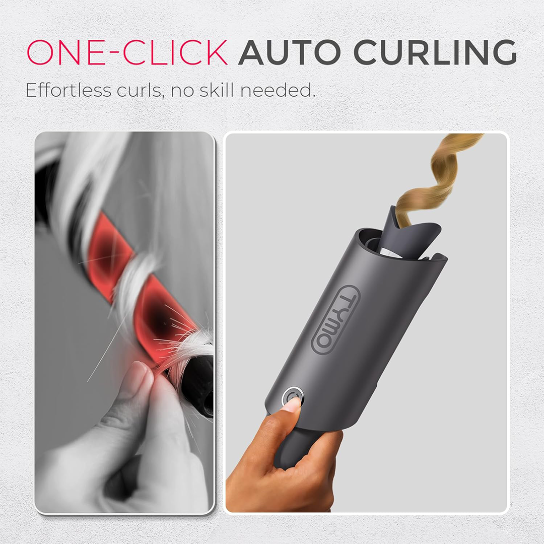 مكواة تجعيد الشعر الدوارة الأوتوماتيكية من TYMO - مكواة تجعيد الشعر TYMO CURLPRO Beach Waves، أداة تجعيد الشعر المحمولة، 500